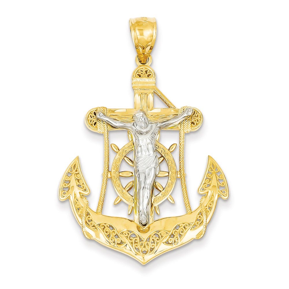 14k Two-tone Mariner\'s Cross Pendant