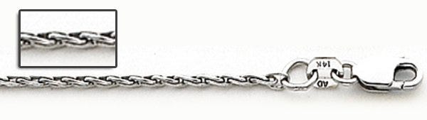 14K White Gold 1.6mm Parrisan Wheat Chain