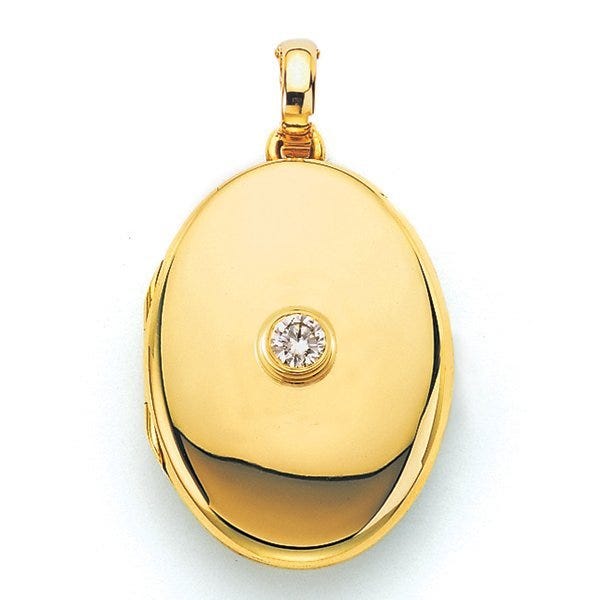 18K Yellow Gold & Diamond Oval Locket