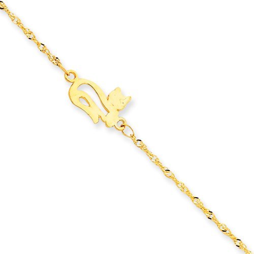 14k Cat Anklet  9"