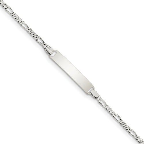 Sterling Silver Figaro Chain Children's ID Bracelet