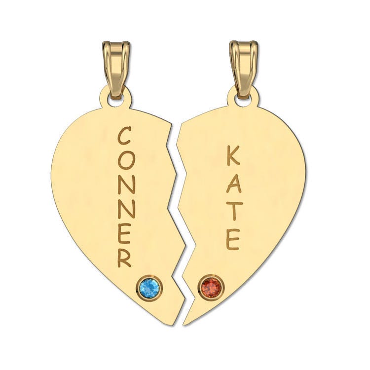 Personalized Couples Square Pendant With Two Birthstones & Names