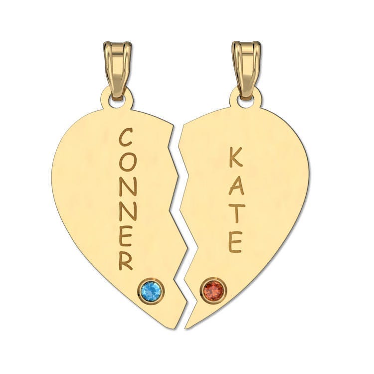 Personalized Couples Square Pendant With Two Birthstones & Names