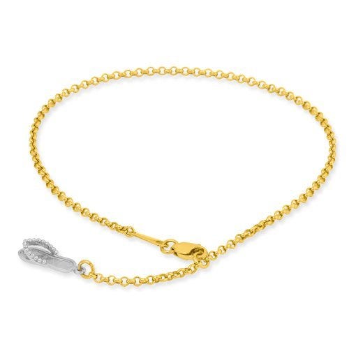 14k Two-Tone Adjustable Polished Flip-Flop Anklet