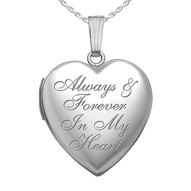 Sterling Silver "Always & Forever In My Heart" Heart Photo Locket