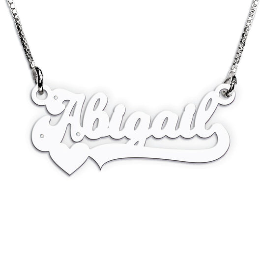 Modern Script Heart Name Necklace with 3 Cubic Zirconia Chain Included