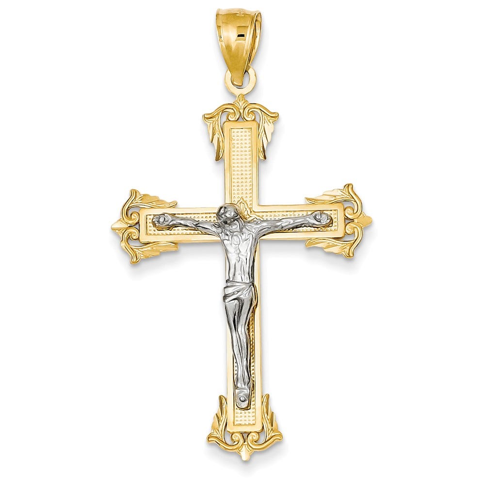 14k Two-tone Crucifix Pendant