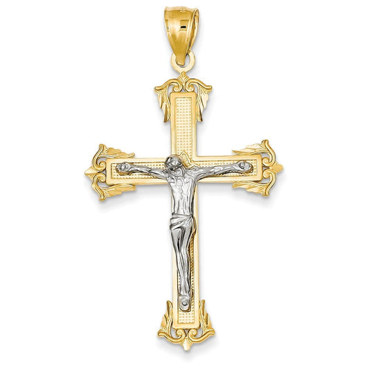14k Two-tone Crucifix Pendant