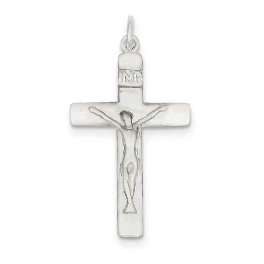 Sterling Silver Satin INRI Crucifix Pendant