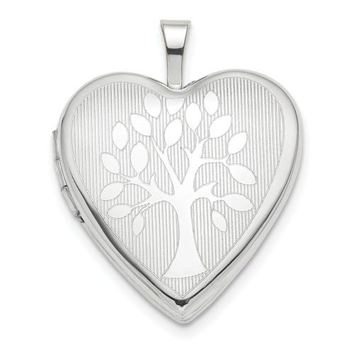 14K White Gold Family Tree Heart Locket