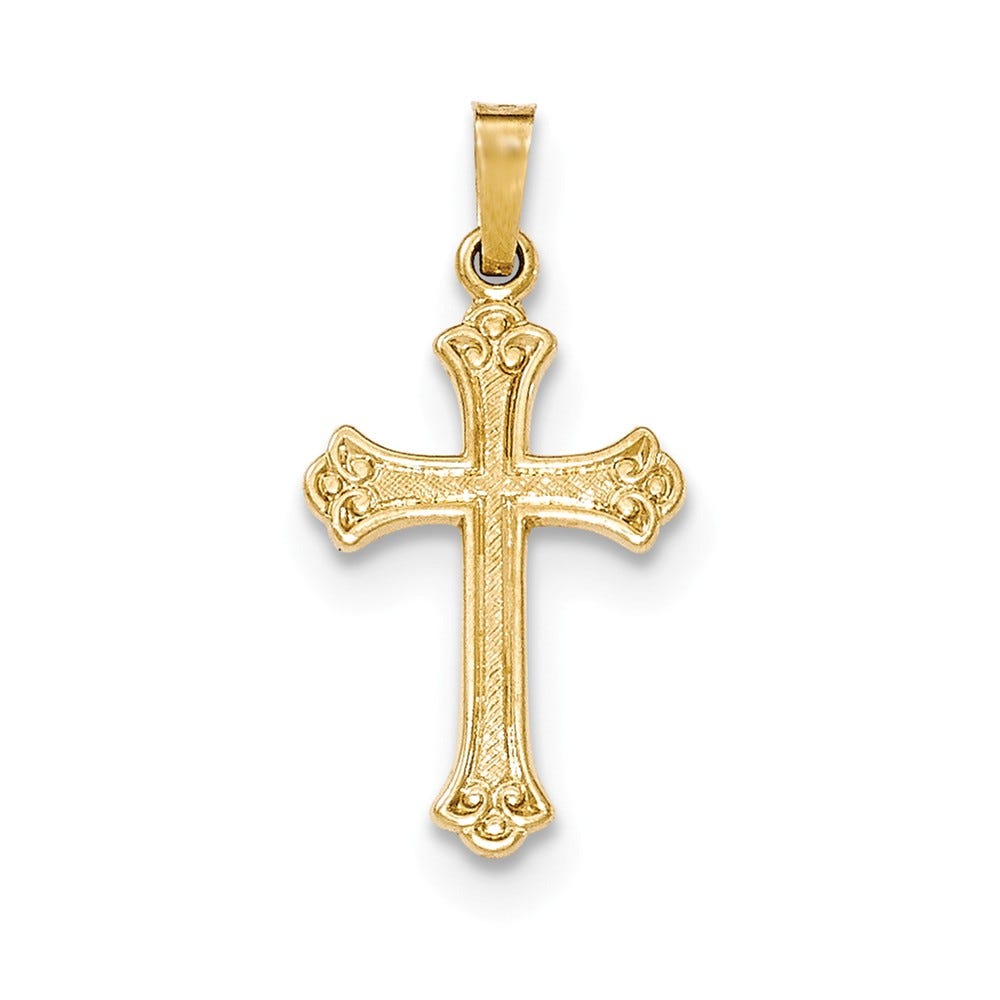 14k Polished Fleur de lis Cross Pendant