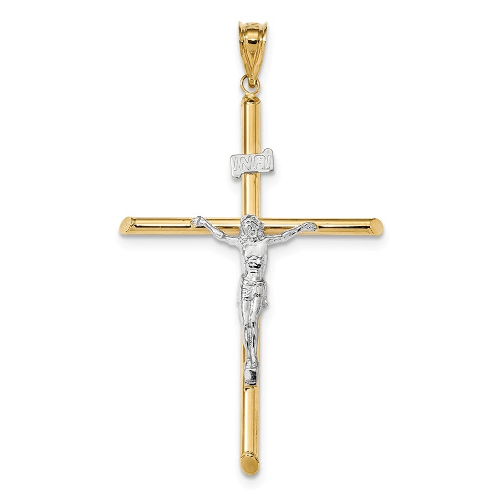 14k Two-Tone Polished Jesus Crucifix Pendant