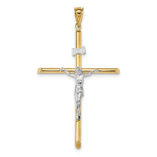 14k Two-Tone Polished Jesus Crucifix Pendant