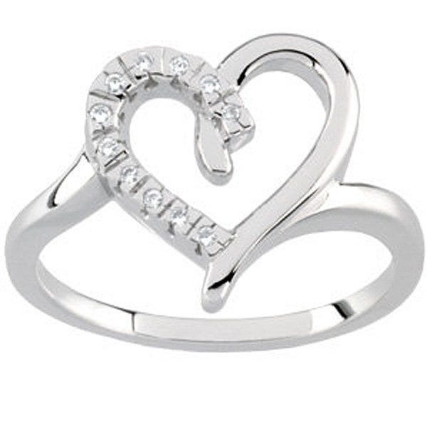 Solid Gold Diamond Heart Shaped Promise Ring
