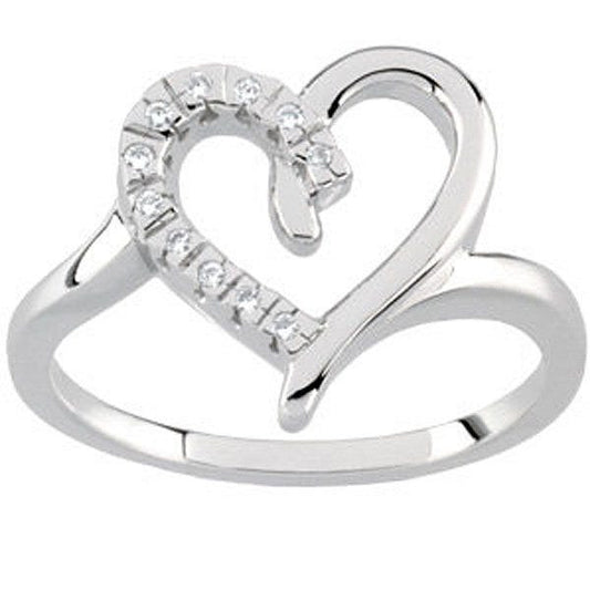 Solid Gold Diamond Heart Shaped Promise Ring