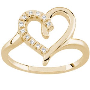 Solid Gold Diamond Heart Shaped Promise Ring