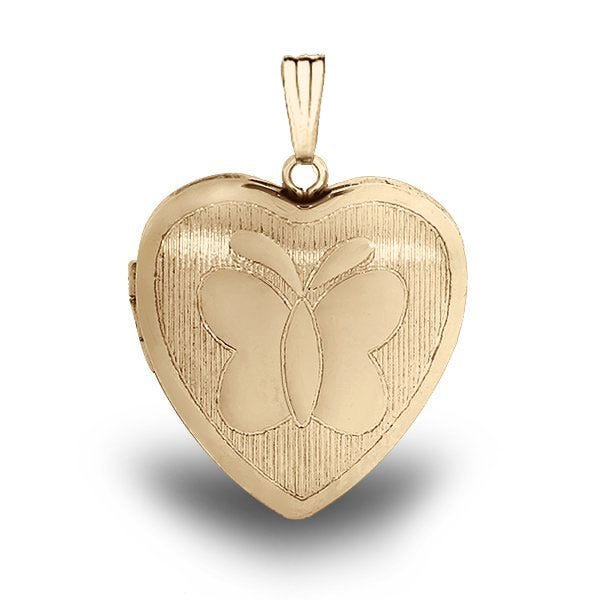 14K Gold Filled Yellow "Butterfly" Heart Locket