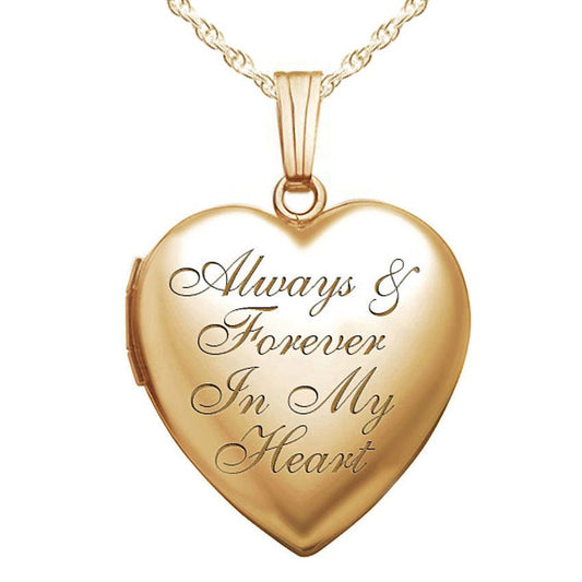 14k Yellow Gold Always & Forever In My Heart Photo Locket