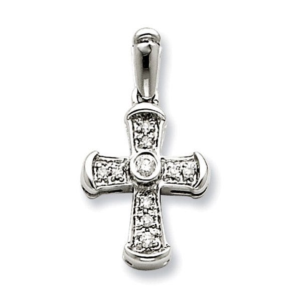 14k White Gold Diamond Cross Pendant