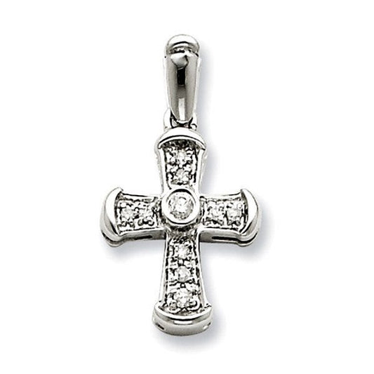 14k White Gold Diamond Cross Pendant