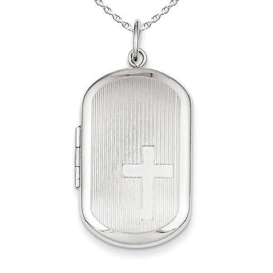 Sterling Silver Cross Dogtag Photo Locket