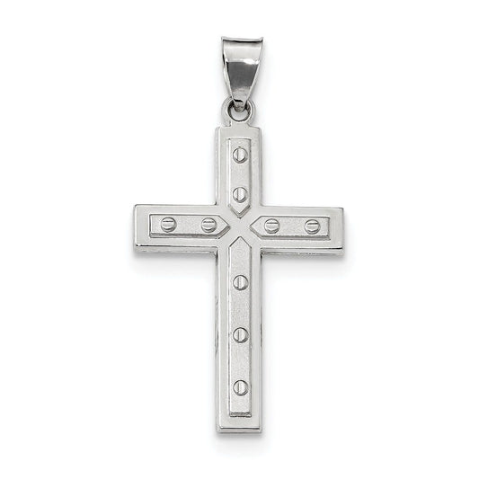 Sterling Silver Rhodium-plated Satin & Polished Latin Cross Pendant