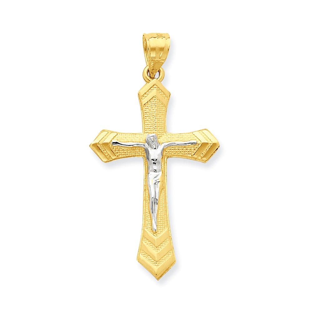 10k & Rhodium Passion Crucifix Pendant