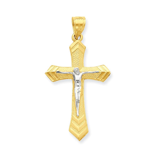10k & Rhodium Passion Crucifix Pendant