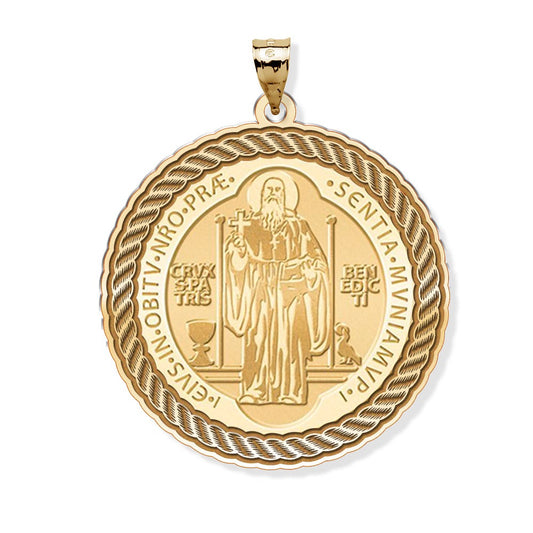 Saint Benedict Round Rope Border Religious Medal