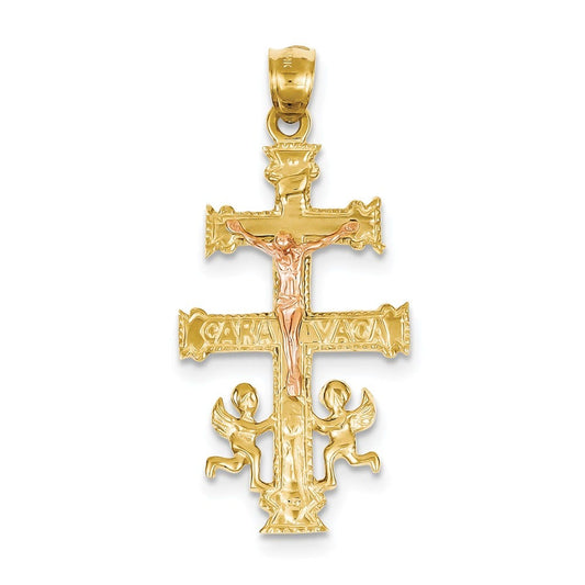 14k Two-tone  Cara Vaca Crucifix Pendant