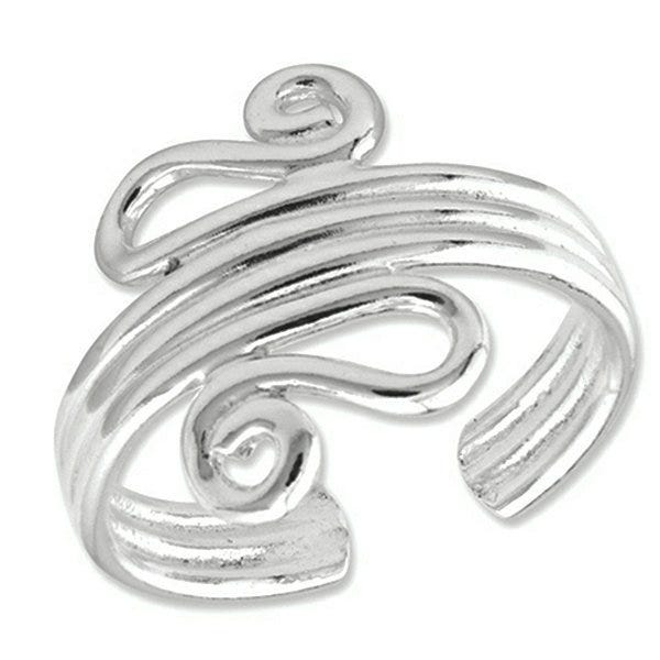 Sterling Silver Polished Scroll Toe Ring