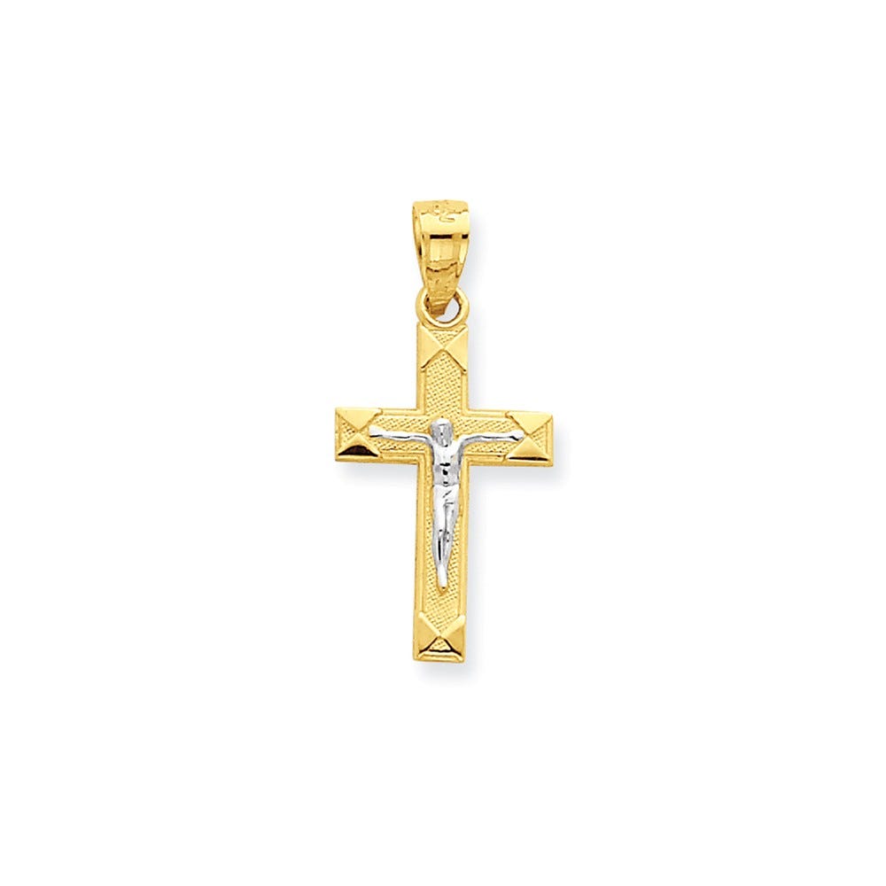 10k & Rhodium Small Crucifix Pendant
