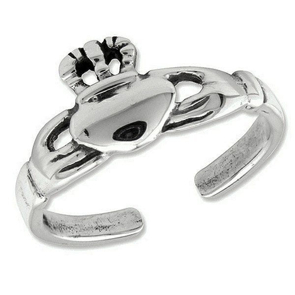 Sterling Silver Antiqued Claddagh Toe Ring
