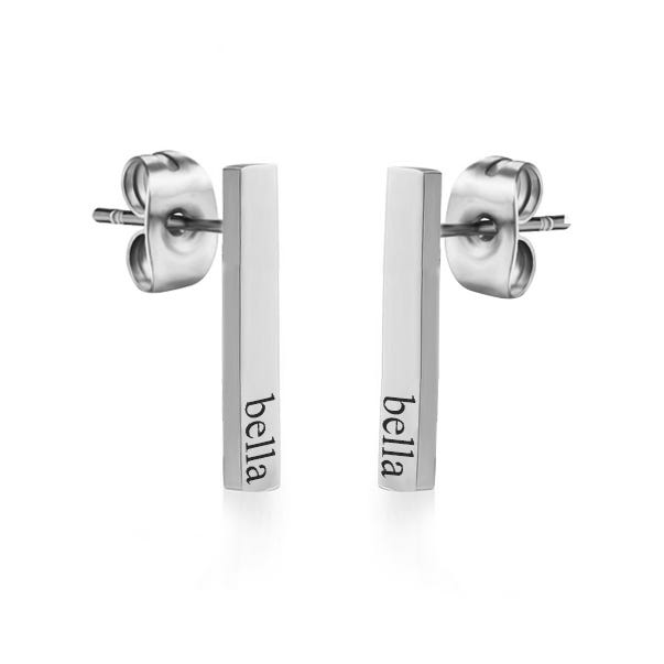 Petite Vertical Bar Name or Initial Earrings