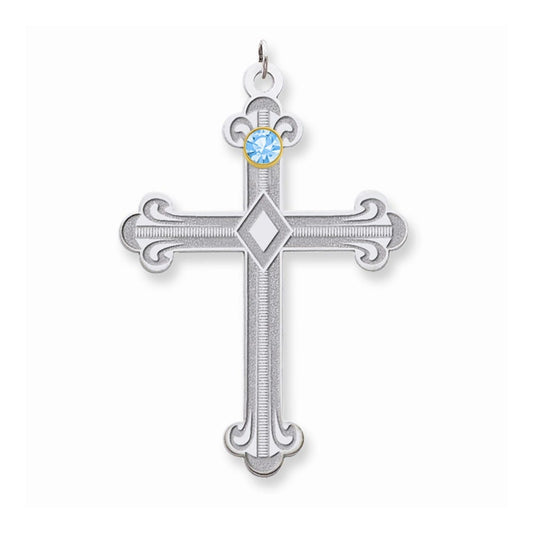 Sterling Silver/14k Bezel Crystal Family Cross Pendant