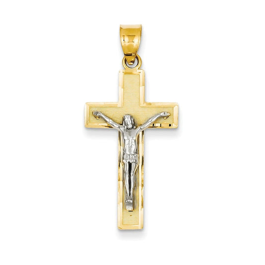 14K Two-tone Diamond-cut Crucifix Pendant