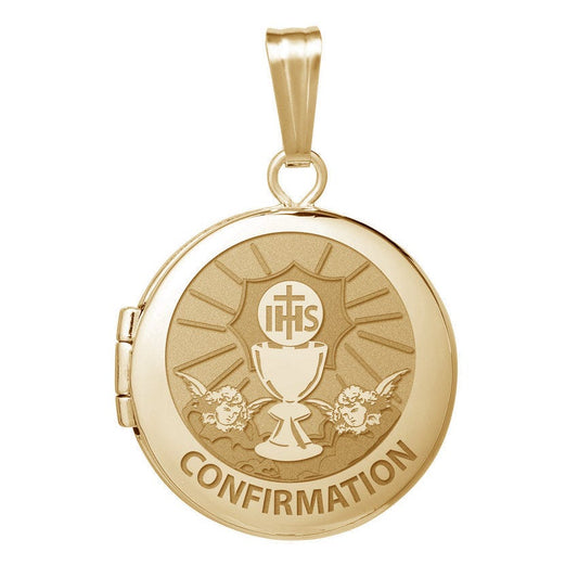 14k Yellow Gold Round "Confirmation" Chalice Locket