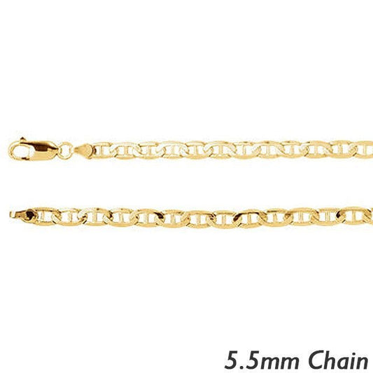 14K Yellow Gold  5.5mm Anchor Chain