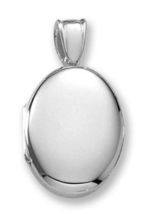 18k Premium Weight White Gold Oval Locket