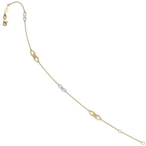 14k Yellow Gold Two Tone Infinity Charm Anklet