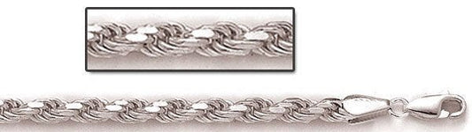Sterling Silver 4.25mm Diamond Cut Rope Chain