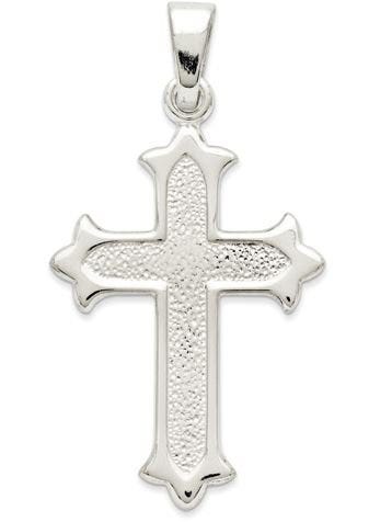 Sterling Silver Polished and Textured Cross Pendant