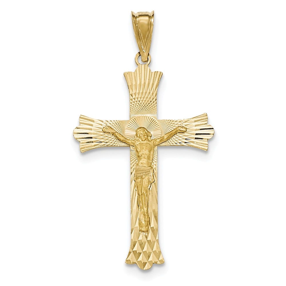 14k Polished Satin and D/C Crucifix Pendant