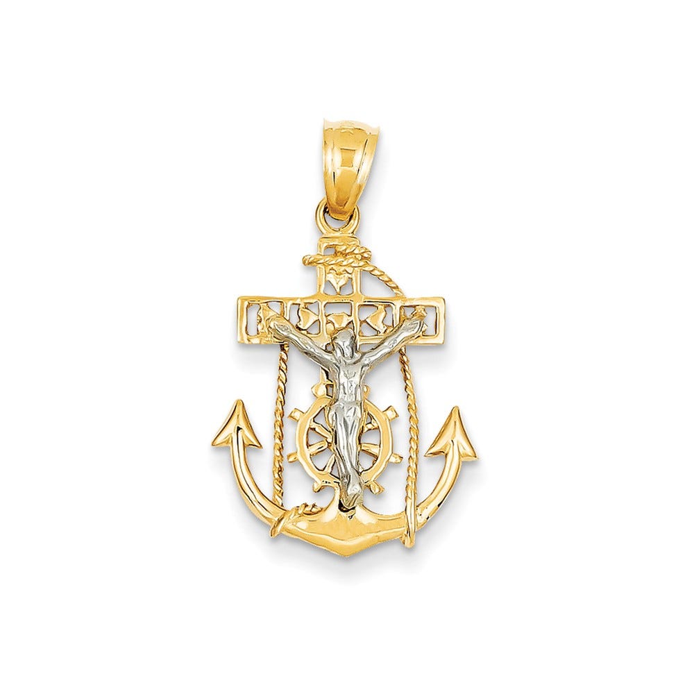 14k Two-tone Mariners Cross Pendant