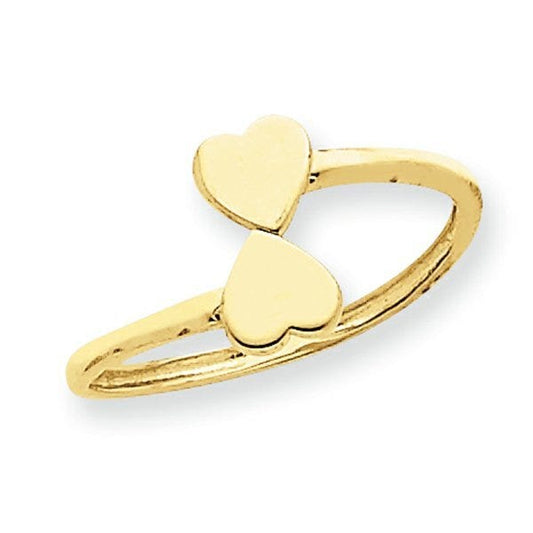 14k Yellow Gold Double Heart Toe Ring