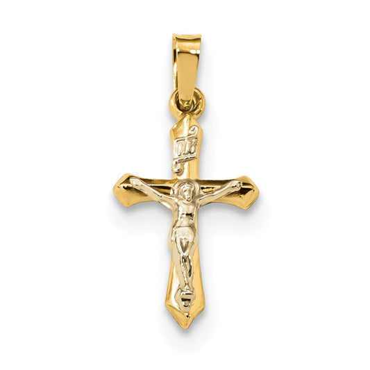 14k Two-tone Polished INRI Crucifix Pendant