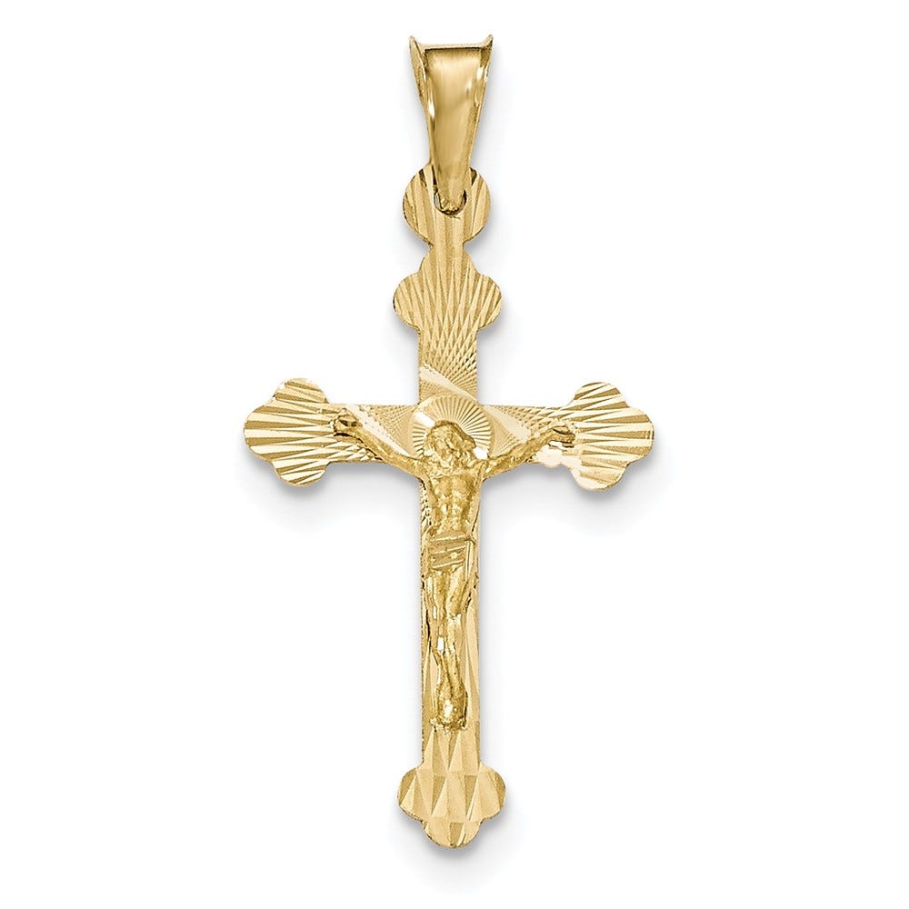 14k Polished Satin and D/C Crucifix Pendant