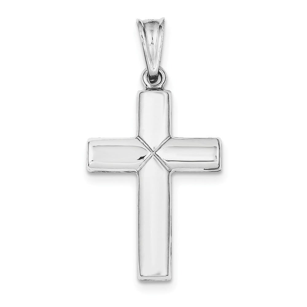 Sterling Silver Rhodium-plated Diamond -Cut Cross Pendant