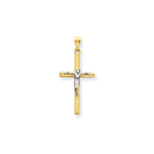 14k Two-tone Crucifix Pendant