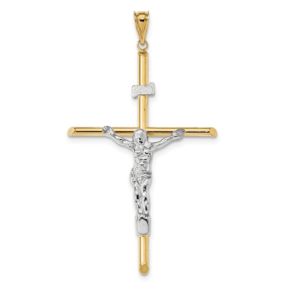 14k Two-Tone Polished Jesus Crucifix Pendant